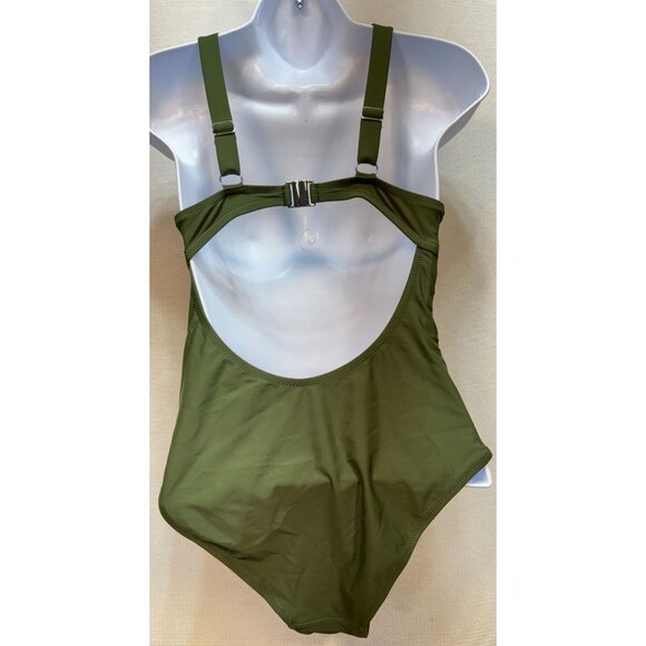 Charmo Women Halter One Piece Swimsuit Padded Tummy Control Sz S Green Sleeveles - Picture 2 of 10